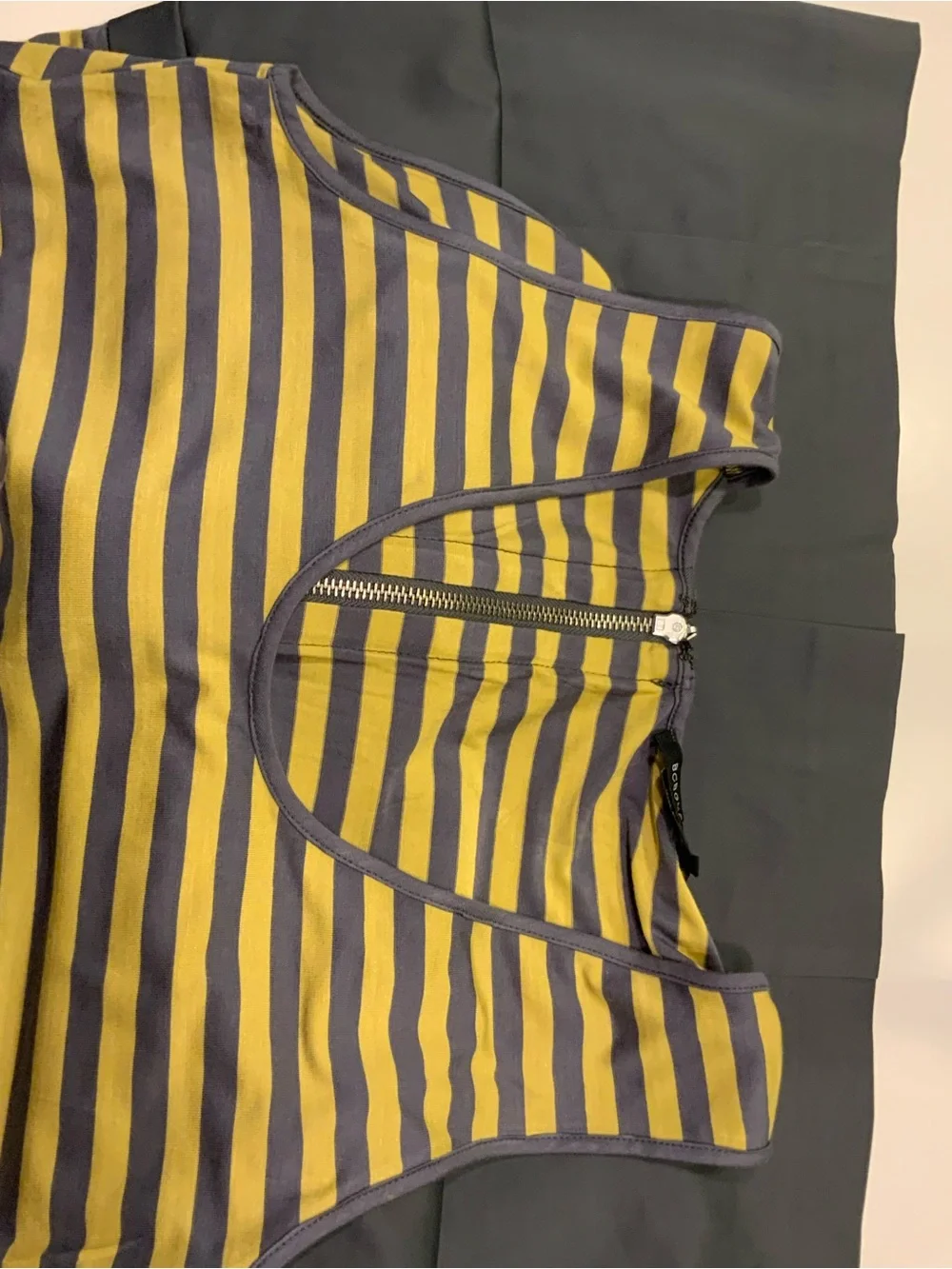 BCBGMaxAzria Yellow and Gray Striped Tank-Pencil Skirt